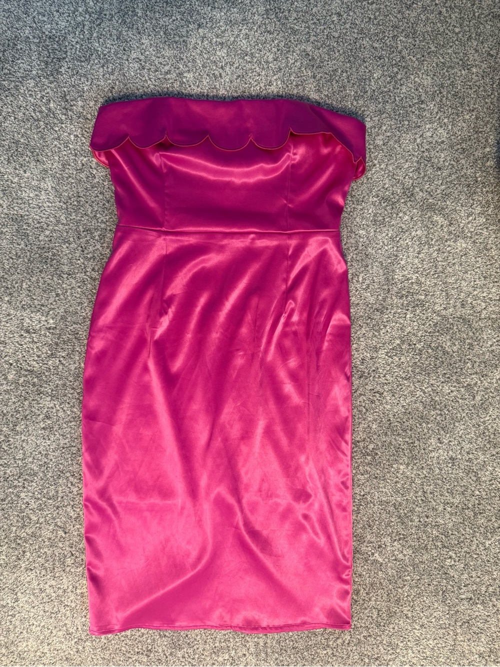 MARBLE Hot Pink Strapless Dress with Gold Zipper Detail